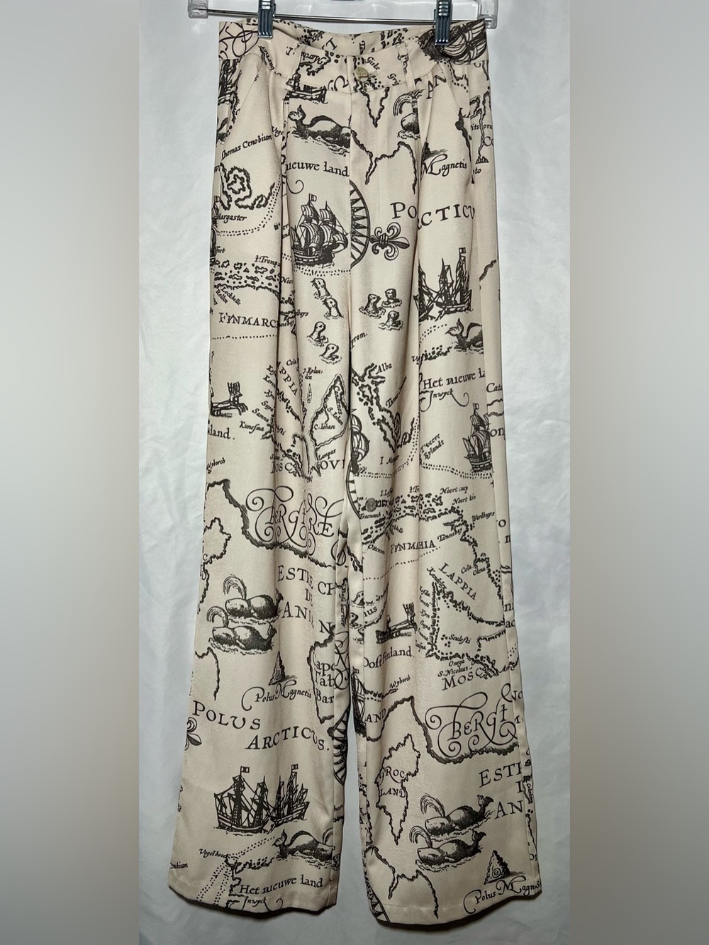 Cider Vintage Style Novelty Map Print Wide Leg Trousers Size XS